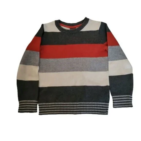 Esprit Kids Toddler Rusty Red Block Striped Crew Neck Pullover Knit Sweater 4T - Picture 3 of 12